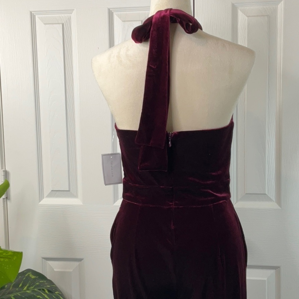 1.STATE Women's Mock Neck Halter Tie-Neck Velvet Jumpsuit Size S - Picture 9 of 13
